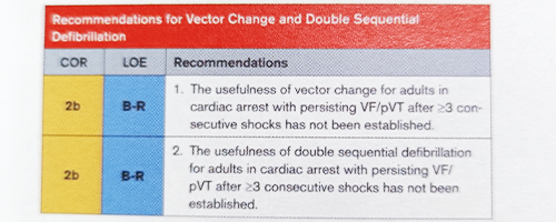 Recommendations for Vector Change and Double Sequential Defibrillation